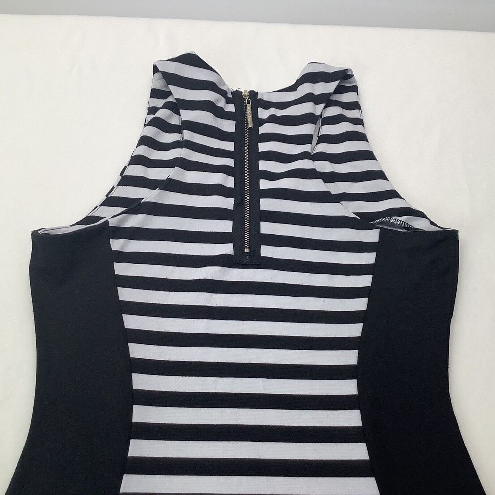 Nicki Minaj Black White Bodycon Dress Size Large back Zipper Stretch Striped - Picture 10 of 12